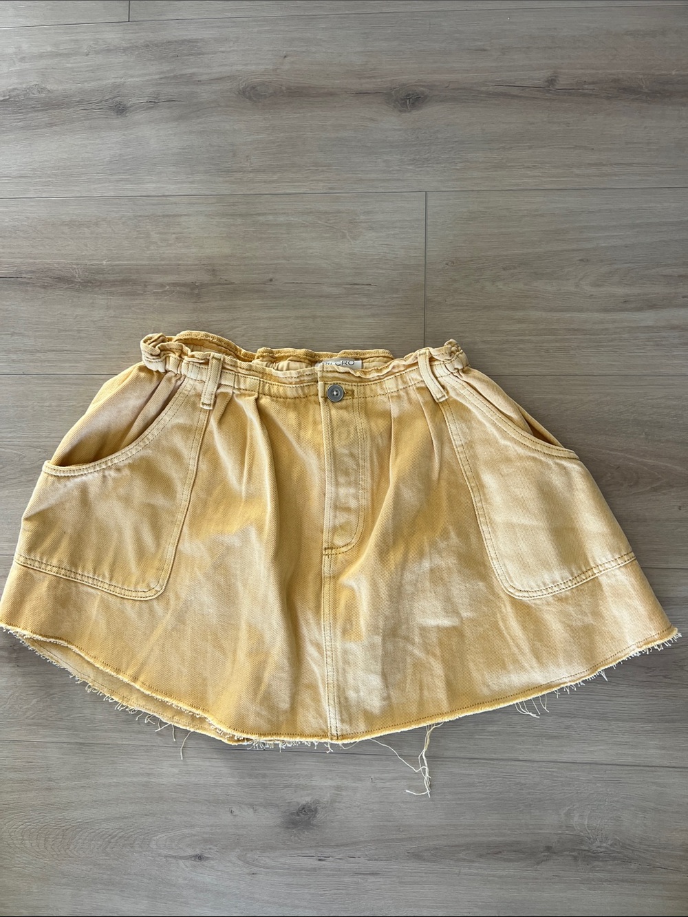Pilcro Yellow Denim Paperbag Mini Skirt